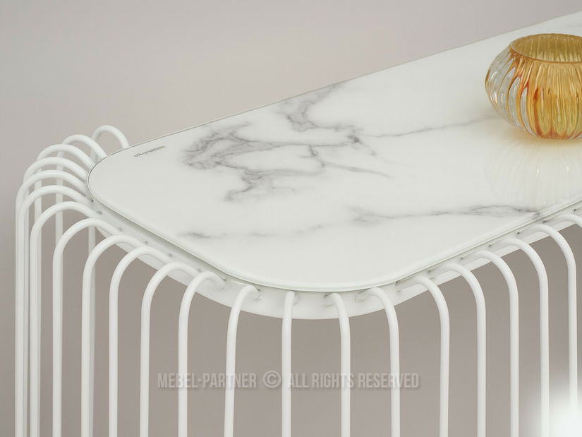 Konzolový stolek Naviole (mramor + bílá)