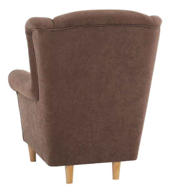 Křeslo ušák s taburetem Aevo hnědá