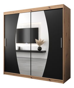 Šatní skříň 200 cm Eclipse (dub artisan + černá matná)