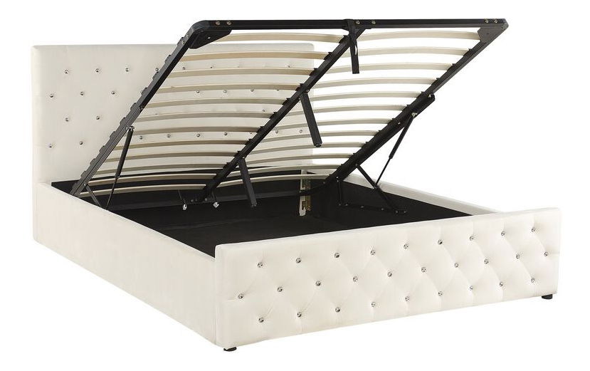 Manželská postel 140 cm AMESIA (béžová) (s roštem a úl. prostorem)