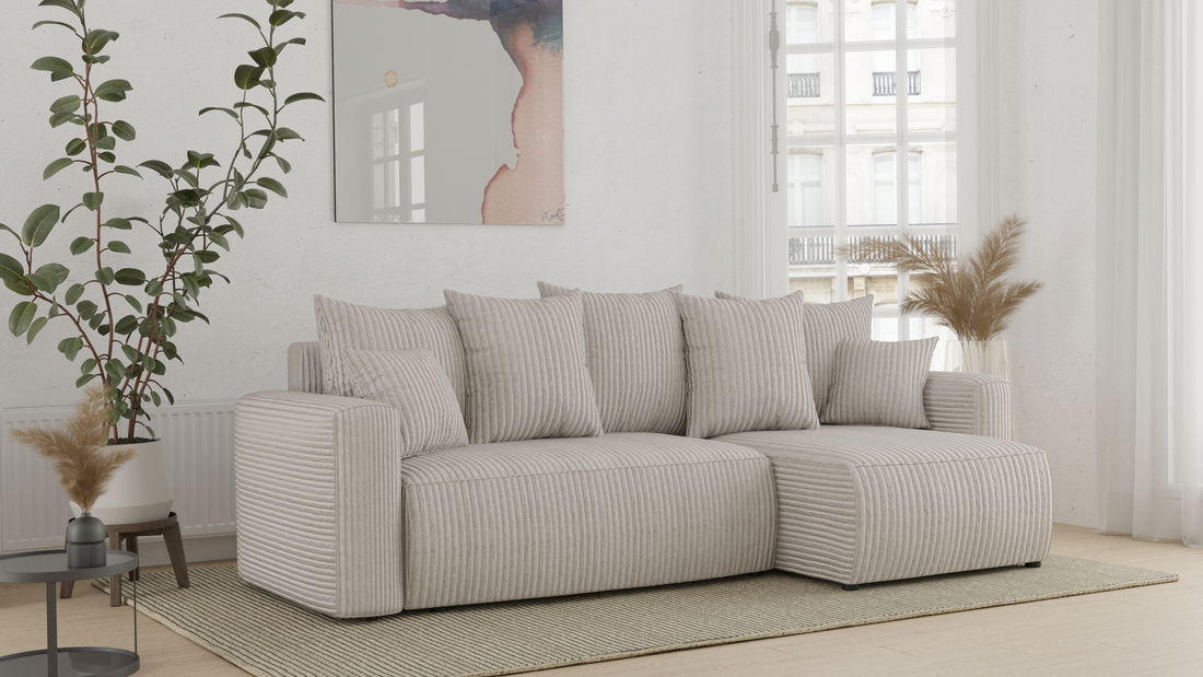 Rohová sedací souprava Denia (P) (krémová)