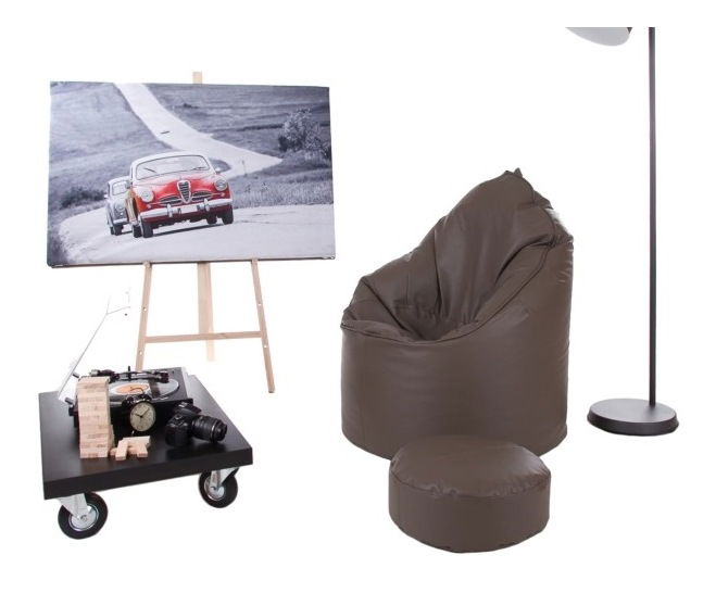 Sedací vak s taburetkou Cocco XXXL (hnědá)