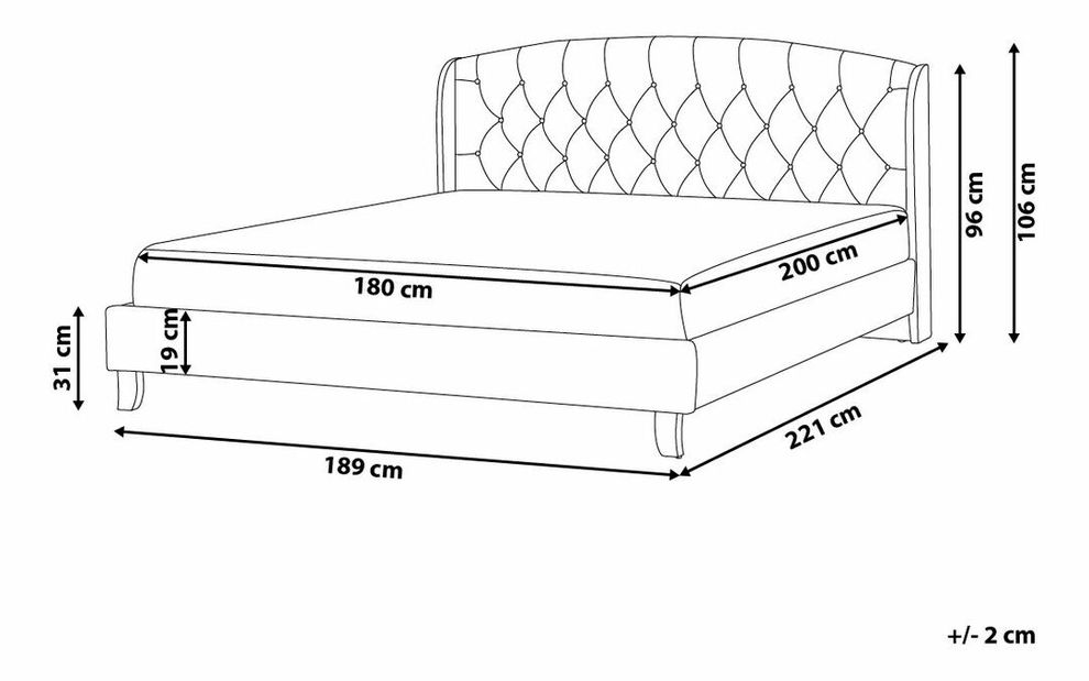 Manželská postel 180 cm BORD (s roštem) (béžová)