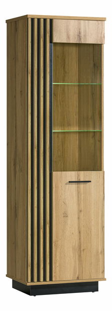 Vitrína typ LA2 Laticia (matná černá + dub wotan)