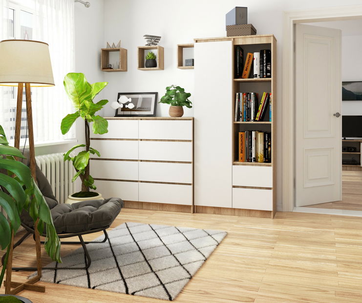 Regál Rehana (dub sonoma + bílá)