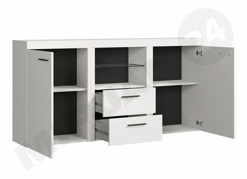 Obývací stěna Rokara (s komodou) (bílá) (bez osvětlení)
