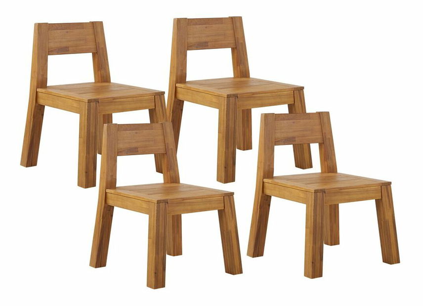Set 4 ks zahradních židlí Livza (světlé dřevo)