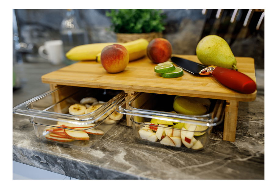 Prkénka na krájení se zásuvkami Tarosh 2 (bambus)