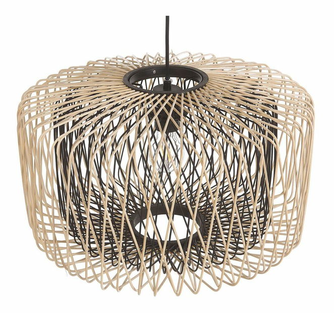 Závěsná lampa JAVO (světlé dřevo + černá)