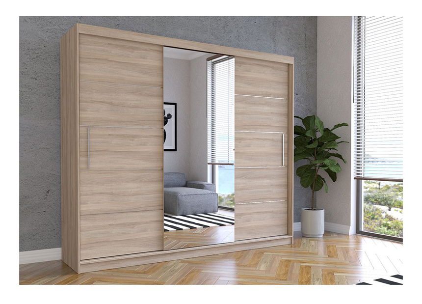 Šatní skříň Arrun (dub sonoma + dub sonoma + zrcadlo)