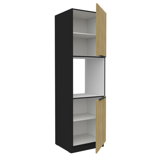 Potravinová kuchyňská skříňka na troubu Carminia 60 DP-210 2F (dub cremona + černá)