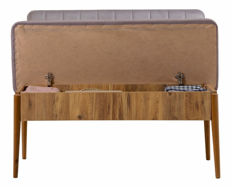 Rozkládací jídelní stůl se 2 židlemi a 2 lavicemi Vlasta (borovice antlantic + šedá)