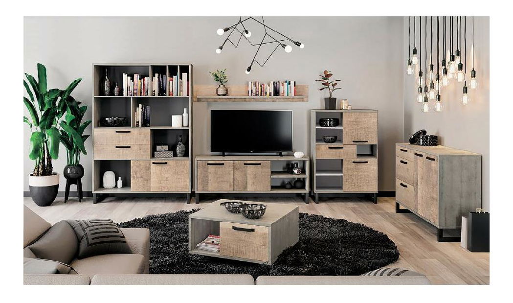 Obývací pokoj Bennie 1 (šedá + dub pískový)