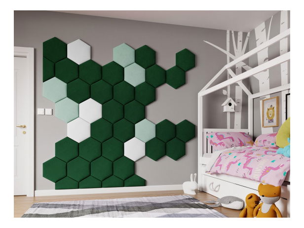 Čalouněný nástěnný panel (2 ks) Lok (zelená) *výprodej