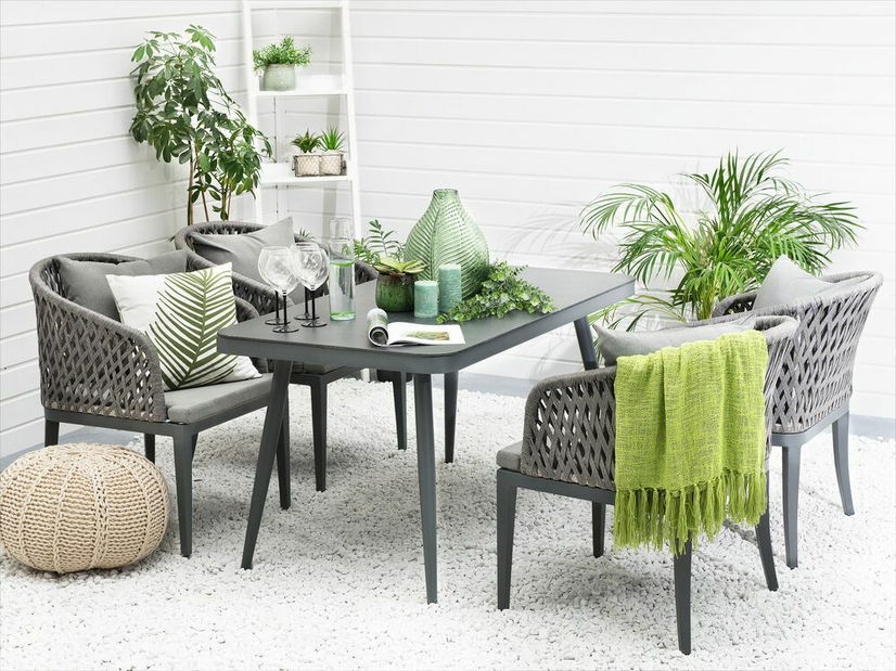 Zahradní jídelní sada Lipe (šedá) (pro 4 osoby)