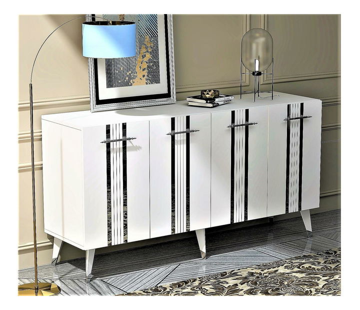 Skříňka Pebine 1 (bílá + stříbrná)