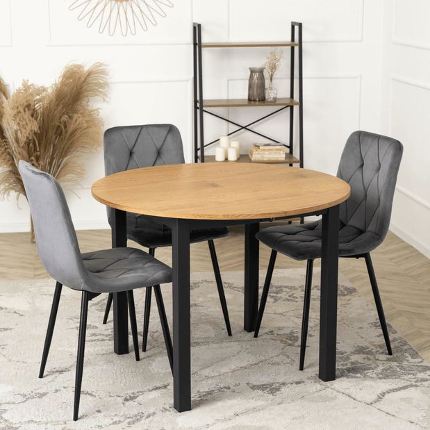 Rozkládací jídelní stůl Klebanov (dub + černá) (pro 4-6 osob) *bazar