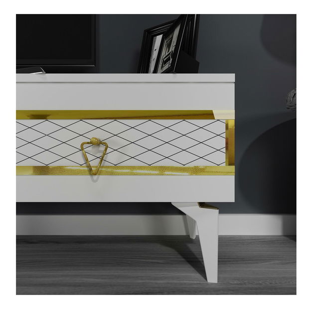 TV stolek/skříňka Vadiki 2 (bílá + zlatá)