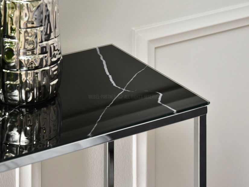 Konzolový stolek Bella Kons (černý mramor + chromová)