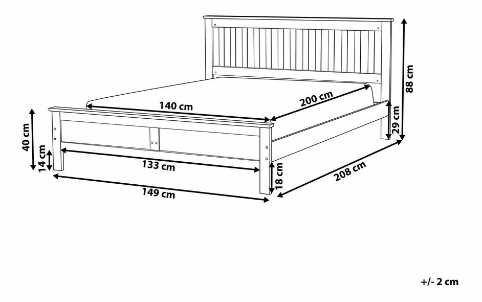 Manželská postel 140 cm Maye (šedá)