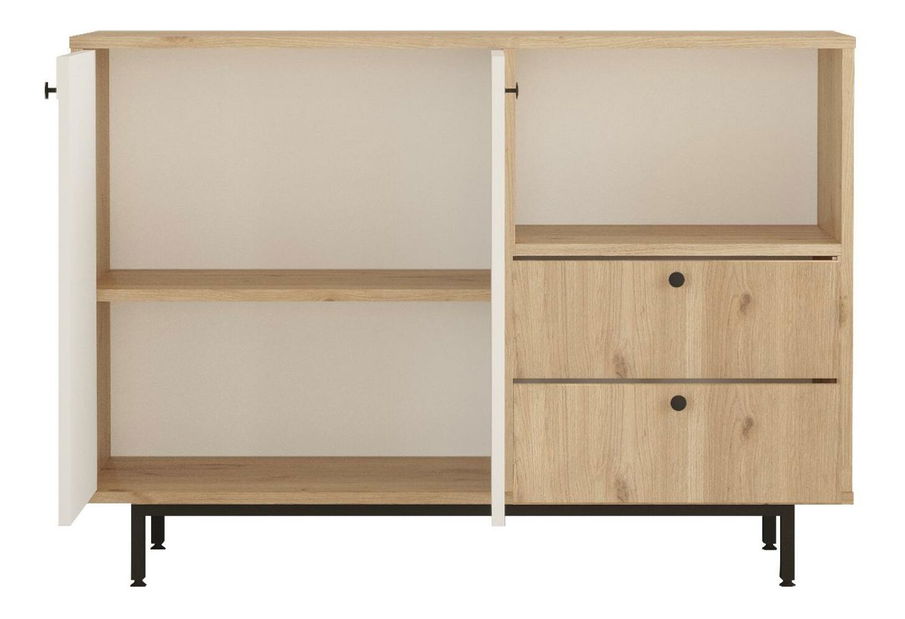 Komoda Rebutia 2 (dub + bílá)