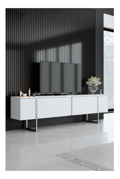 TV stolek/skříňka Luna (bílá + stříbrná)