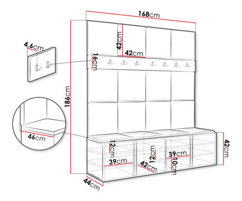 Předsíňová sestava Timothy V (bílá + ekokůže Soft 011)