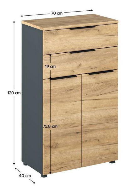 Komoda Klodekas 3 (grafit + dub artisan)
