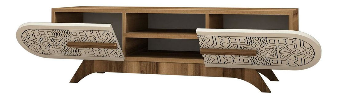 TV stolek/skříňka Mekebu 3 (ořech + krémová)