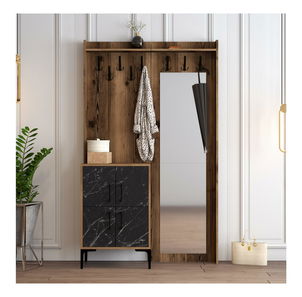 Předsíňová stěna Betina BC (ořech + černá) (se zrcadlem)