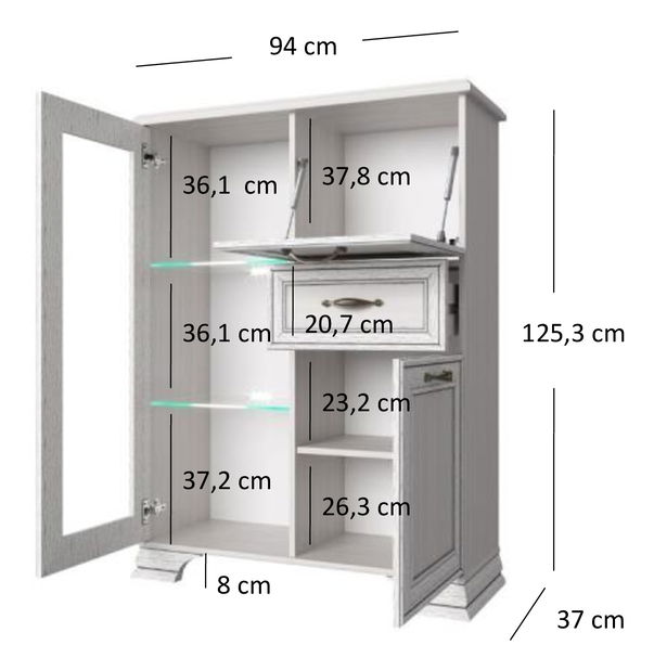 Vitrína Terina (woodline krém)
