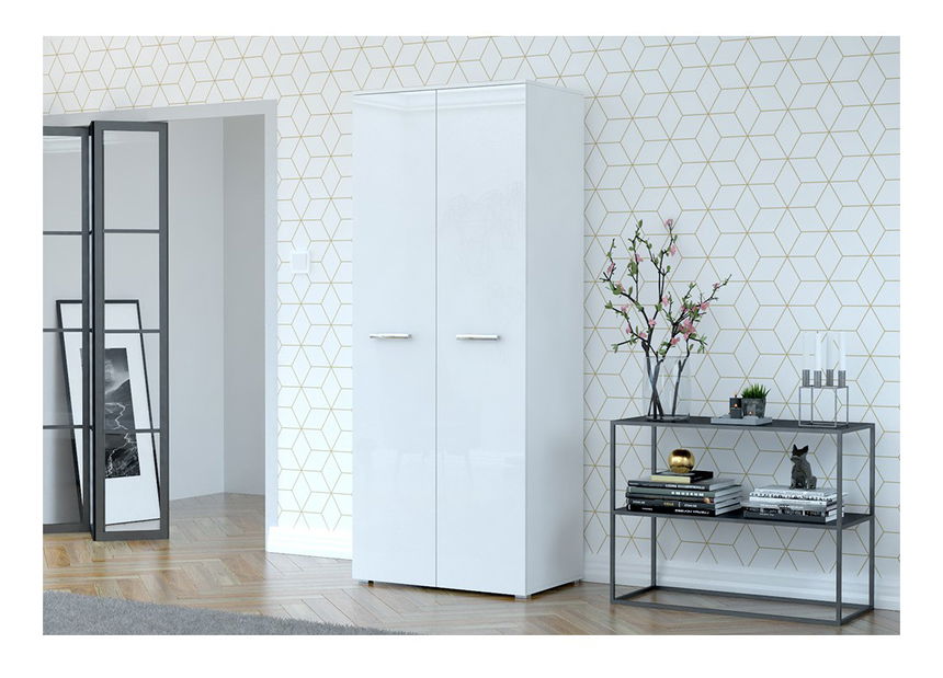 Šatní skříň Frarune (bílá + černá)
