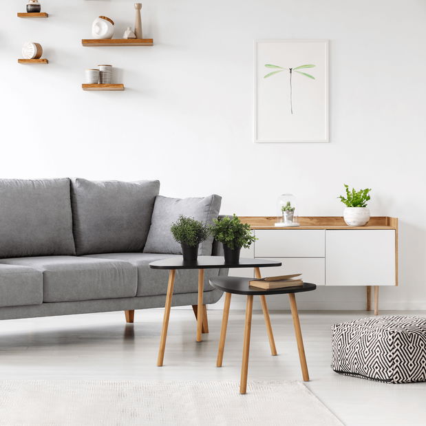 Set 2 ks konferenčných stolíkov Hidalgo (černá + přírodní bambus)