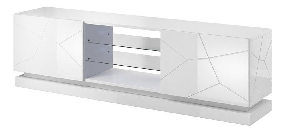 TV skříňka/stolek Aura 2 (bílá + bílá lesklá)