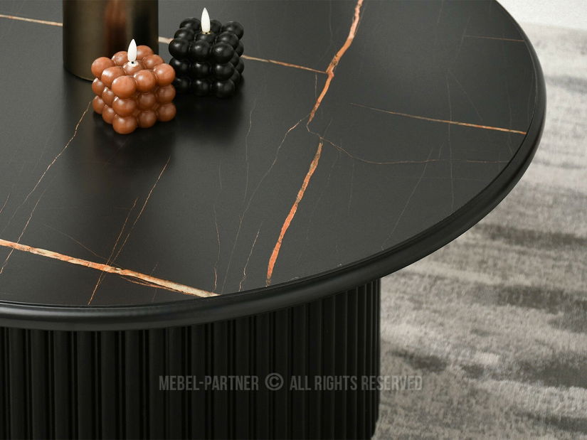 Konferenční stolek Dolfy (černý mramor + černá) *bazar