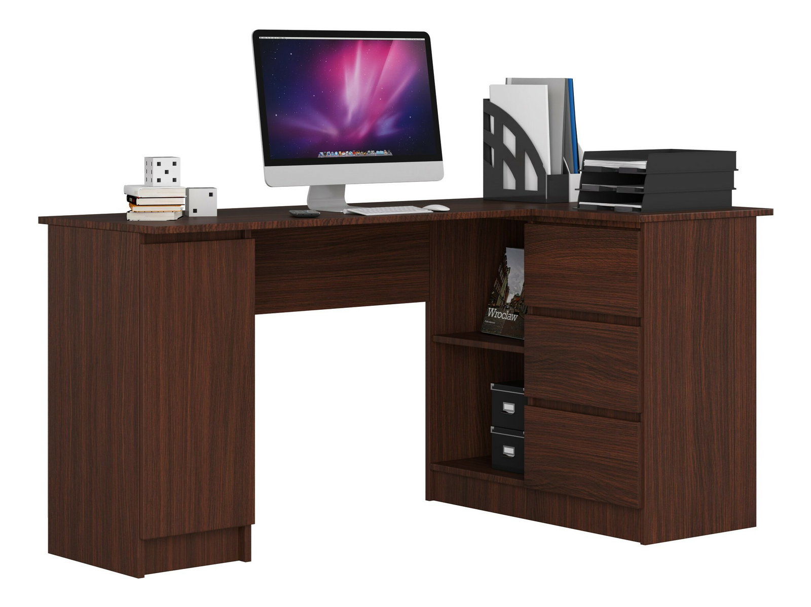 Rohový PC stolek Bevin (wenge) (P)