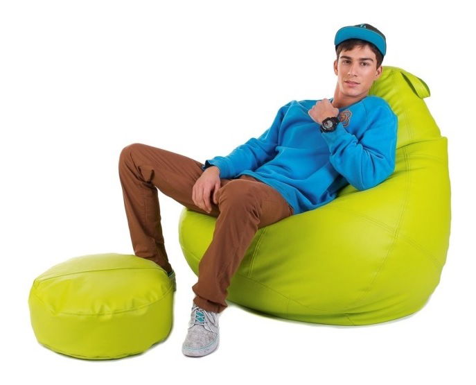 Sedací vak s taburetkou Hruška XXXL (limetková)