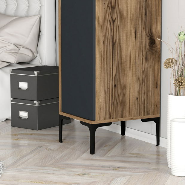 Šatní skříň Kiara S (ořech + antracit)