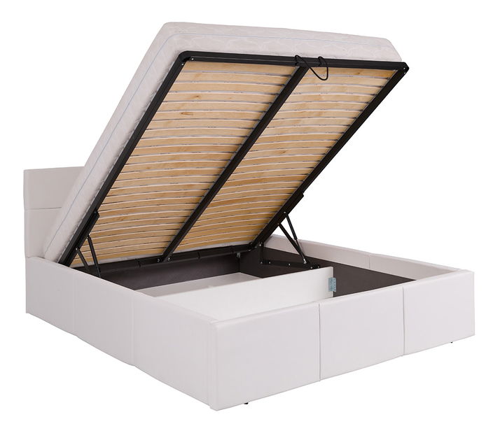 Manželská postel 170 cm Calabria P (bílá ekokůže) (s roštem)