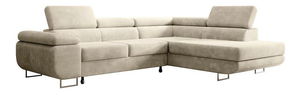 Rohová sedací souprava Stiletto (P) (světlobéžová + stříbrná)