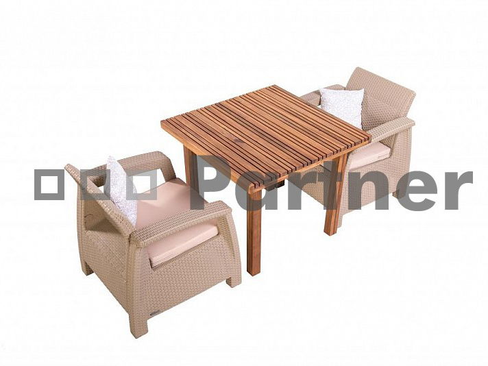 Zahradní sestava Leeds III. 1+2 (piesková) (um. ratan)