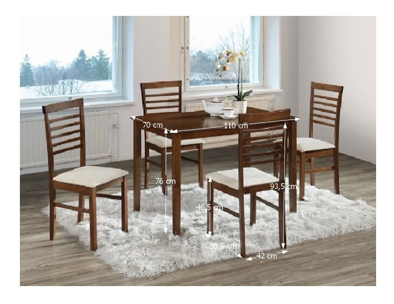 Jídelní set Medo 1+4 (ořech + béžová) (pro 4 osoby) *výprodej