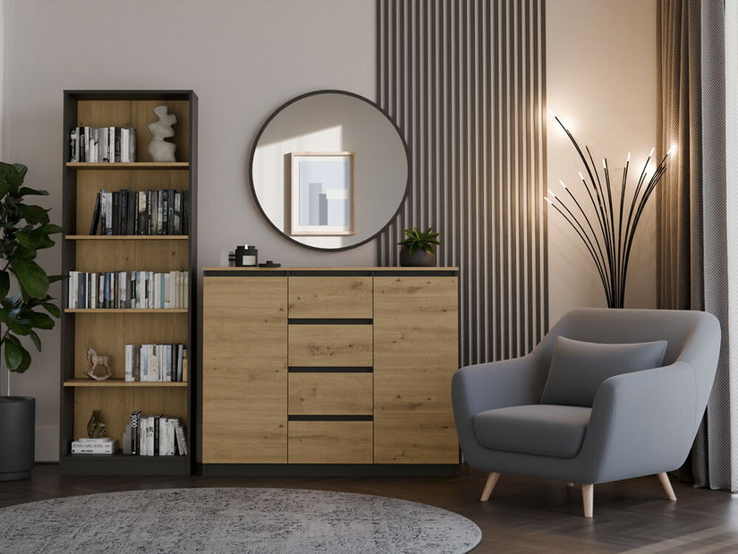 Komoda Musecalo 8 (antracit + bílá)