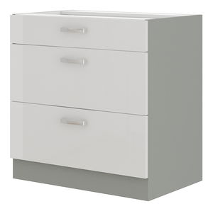 Dolní kuchyňská skříňka Brunea 80 D 3S BB (šedá + lesk bílý)