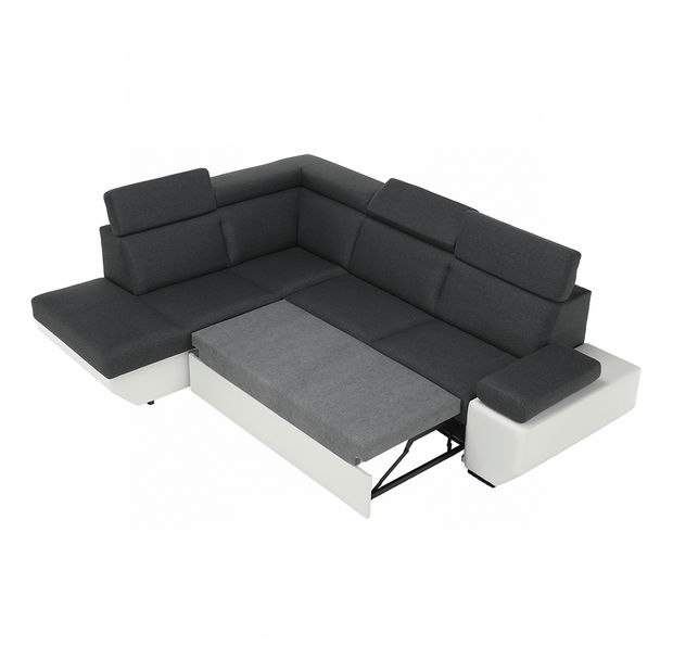 Rohová sedací souprava Akron bílá + tmavošedá (L)