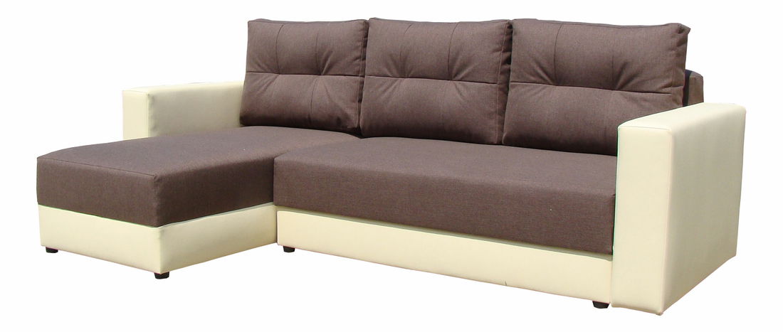 Rohová sedací souprava Alex hnědá + koženka krém (L)