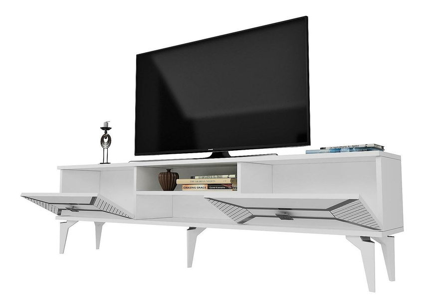 TV stolek/skříňka Velono (bílá + stříbrná)