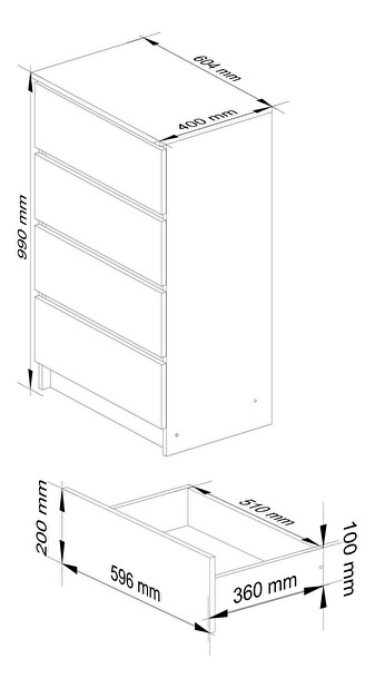 Komoda Kadir TYP2 (bílá + wenge)