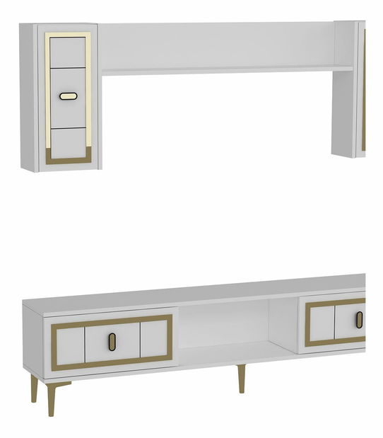 Obývací stěna Orino (bílá + dub safírový)