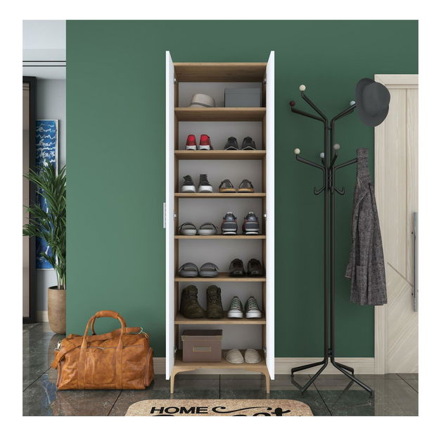 Šatní skříň Daboko 2 (ořech + bílá)